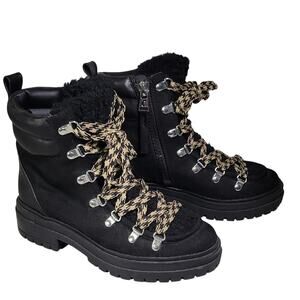 Circus by Sam Edelman Gretchen Faux Leather Black Combat Boots Womens Size 6.5